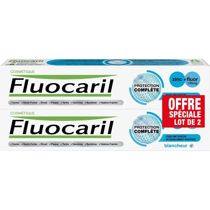 Fluocaril Protection Complète Blancheur Dentifrice 2X75ml - Univers Pharmacie