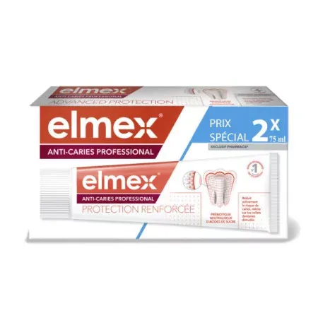 Elmex Dentifrice Anti-caries Professionnel Protection Renforcée 2X75ml - Univers Pharmacie