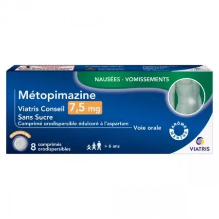 Métopimazine Viatris Conseil 7,5mg Sans Sucre 8 comprimés orodispersibles - Univers Pharmacie