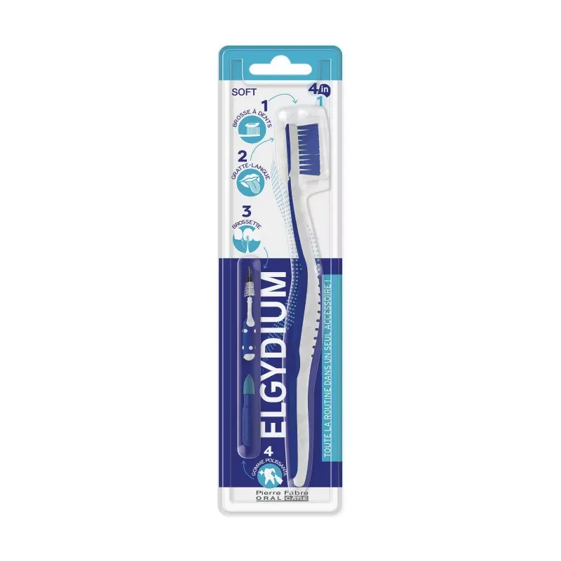 Elgydium Brosse à Dents 4en1 Souple - Univers Pharmacie Elgydium Brosse à Dents 4en1 Souple - Univers Pharmacie