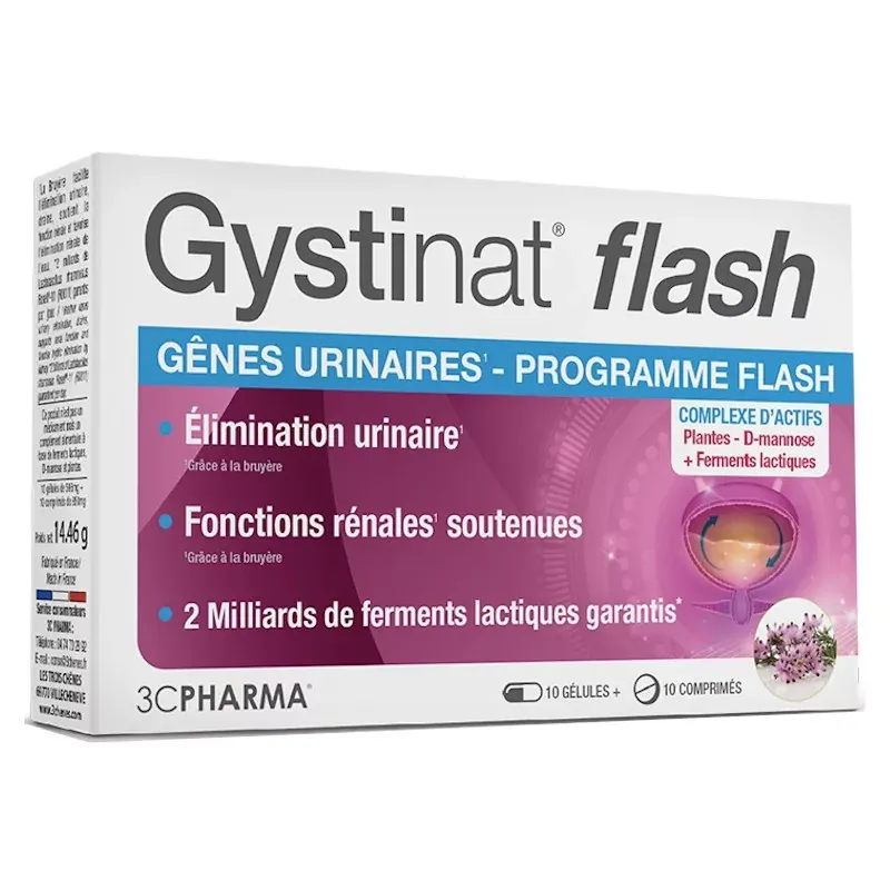 Gystinat Flash Gênes Urinaires 10 gélules + 10 comprimés - Univers Pharmacie Gystinat Flash Gênes Urinaires 10 gélules + 10 comprimés - Univers Pharmacie