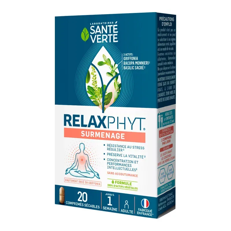 Santé Verte Relaxphyt Surmenage 20 comprimés - Univers Pharmacie