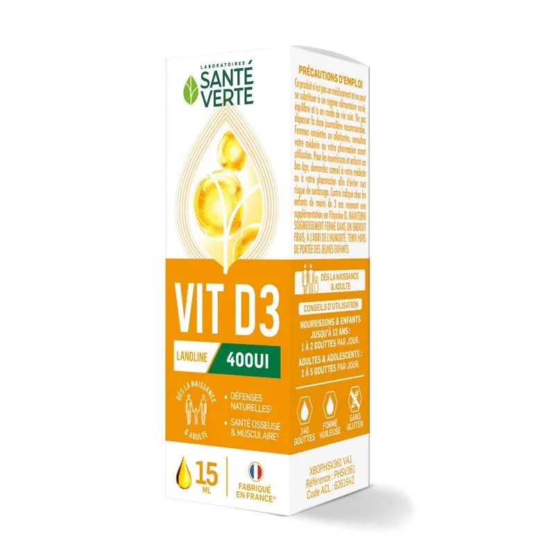 Santé Verte VitD3 400UI 15ml Santé Verte VitD3 400UI 15ml