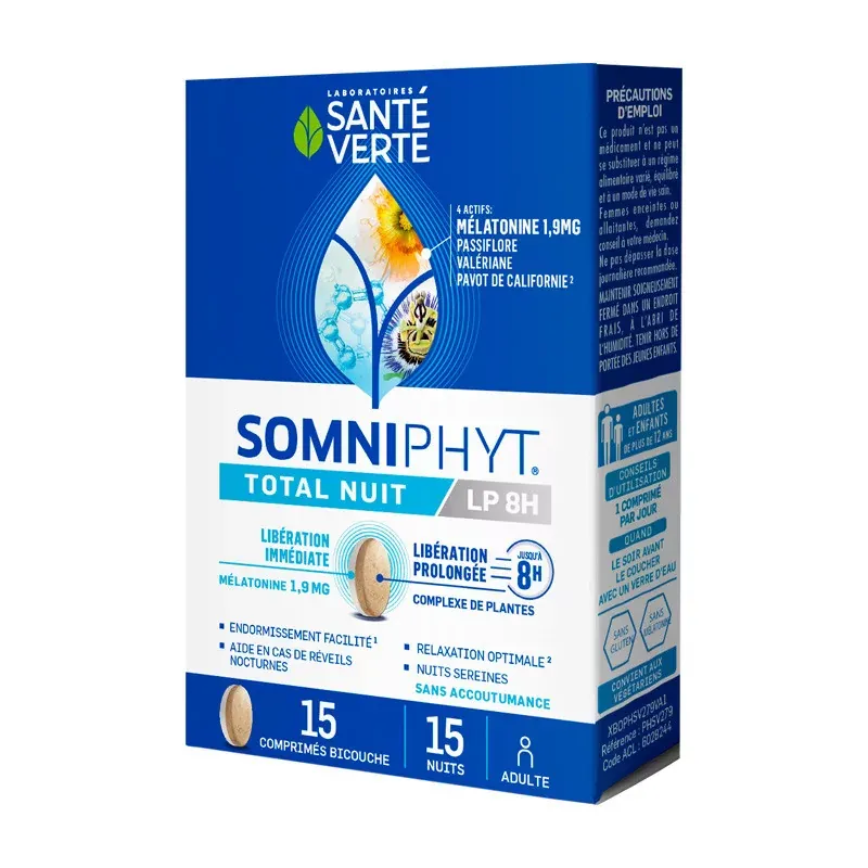 Santé Verte Somniphyt Total Nuit LP 1,9mg 15 comprimés