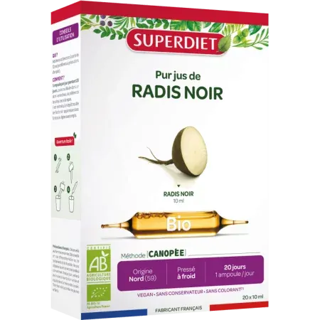 Superdiet Pur Jus de Radis Noir Bio 20X10ml - Univers Pharmacie