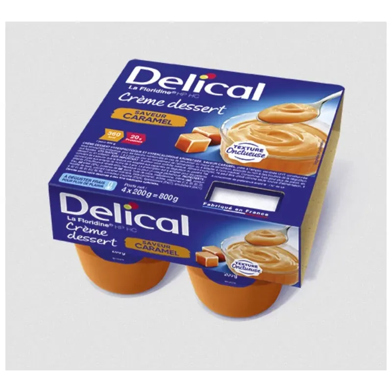 Delical La Floridine HP HC Crème Dessert Saveur Caramel 4X200g - Univers Pharmacie
