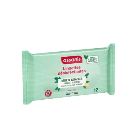 Assanis Lingettes Désinfectantes Multi-usages X12 - Univers Pharmacie