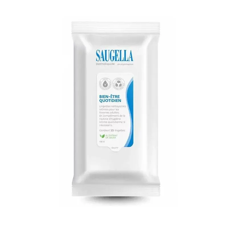Saugella Bien-être Quotidien Lingettes Intimes X15 - Univers Pharmacie