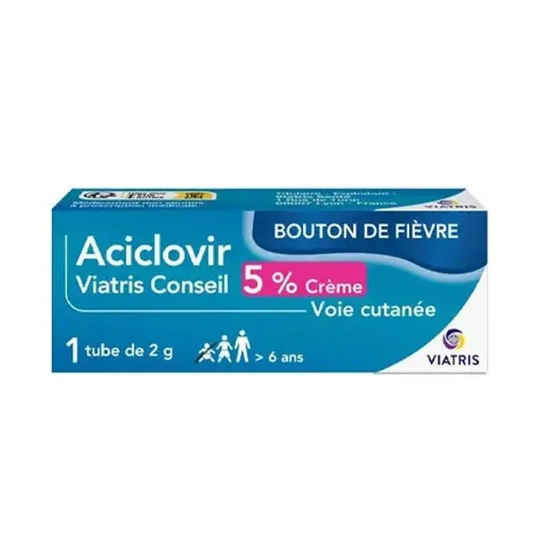 Aciclovir Bouton de Fièvre Viatris 5% Crème 2g - Univers Pharmacie Aciclovir Bouton de Fièvre Viatris 5% Crème 2g - Univers Pharmacie