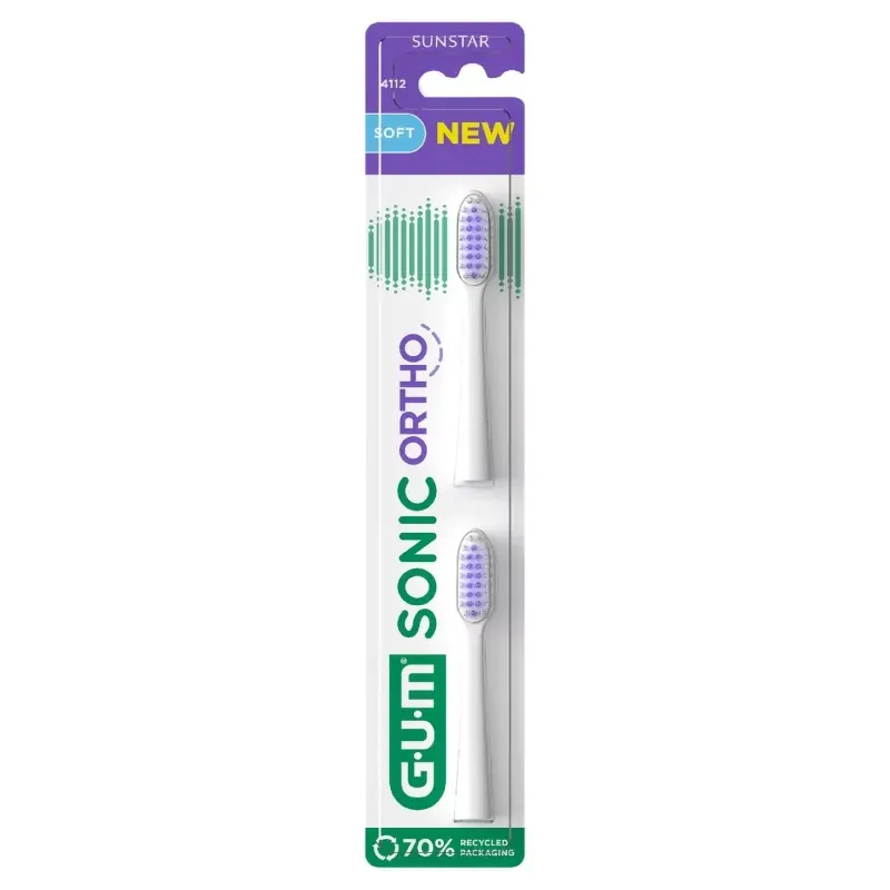 GUM Sonic Ortho Recharges Têtes Brosse à Dents X2 - Univers Pharmacie GUM Sonic Ortho Recharges Têtes Brosse à Dents X2 - Univers Pharmacie