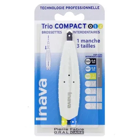 Inava TrioCompact ISO 0/1/2 Manche + Brossettes Interdentaires - Univers Pharmacie