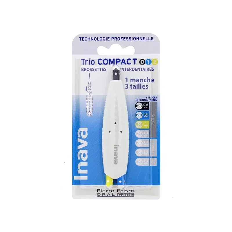 Inava TrioCompact ISO 0/1/2 Manche + Brossettes Interdentaires - Univers Pharmacie