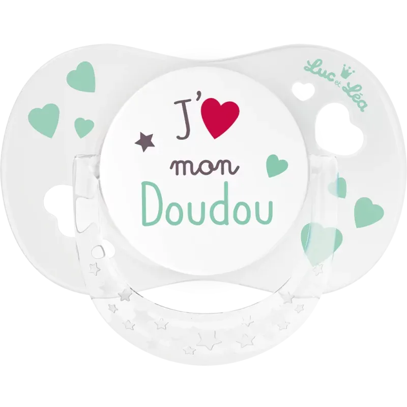 Luc et Léa Sucette Physiologique J'aime mon doudou Anneau 0-6mois  - Univers Pharmacie