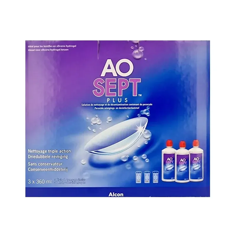 Aosept Plus Nettoyant Lentilles 3x360ml - Univers Pharmacie