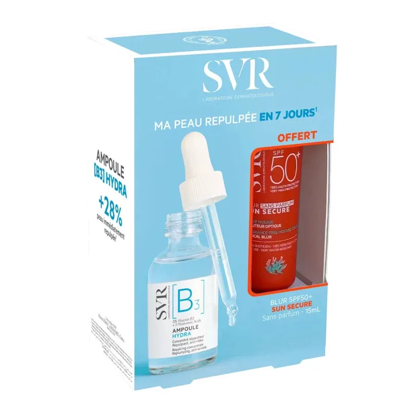 SVR Coffret [B3] Ampoule Hydra 30ml + Sun Secure Blur Sans Parfum SPF50 15ml
