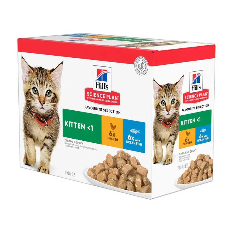 Hill's Science Plan Bouchées pour Chaton Poulet Poisson 12X85g - Univers Pharmacie Hill's Science Plan Bouchées pour Chaton Poulet Poisson 12X85g - Univers Pharmacie