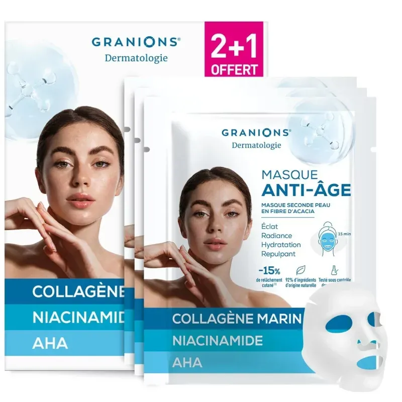 Granions Dermatologie Masque Anti-âge Seconde Peau Fibre d'Acacia X3 - Univers Pharmacie