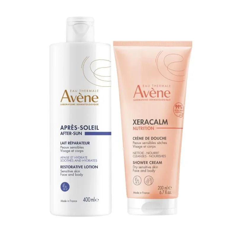 Avène Après-Soleil After-Sun Lait Réparateur 400ml + Xeracalm Nutrition Crème de Douche 200ml - Univers Pharmacie