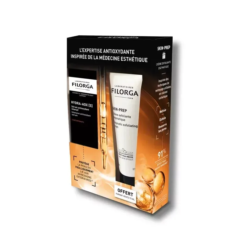Filorga Hydra-AOX [5] Coffret Sérum Antioxydant 30ml + Crème Nettoyante Skin-Prep 75ml - Univers Pharmacie