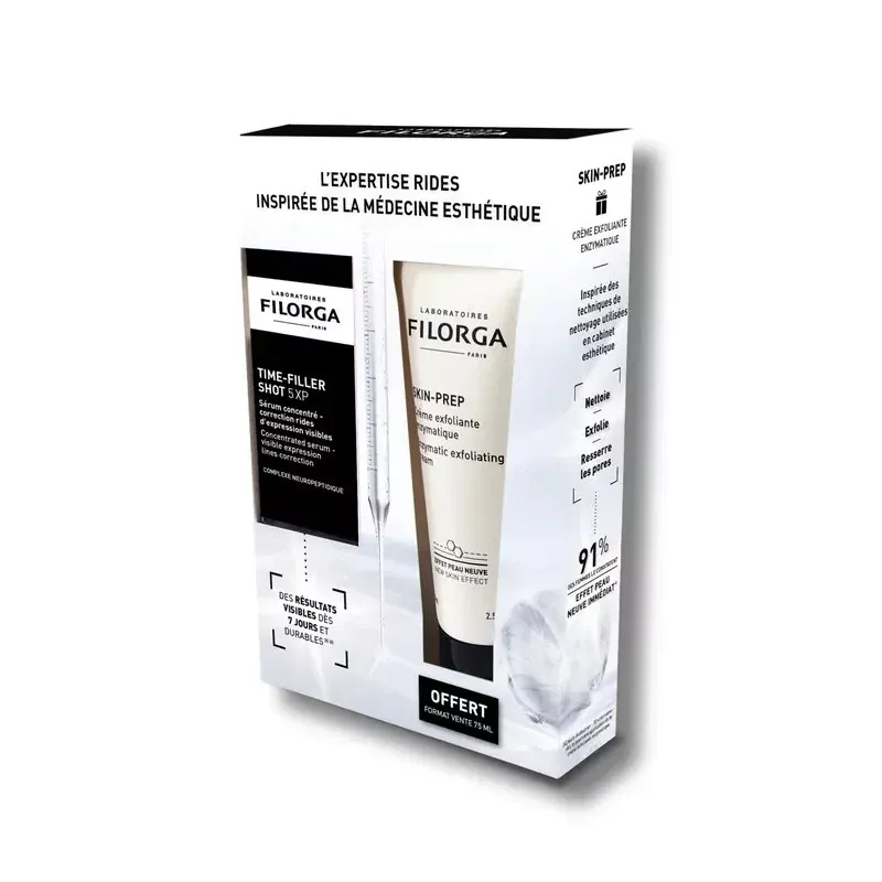 Filorga Coffret Time Filler Shot 5XP Sérum 15ml + Crème Nettoyante Skin-Prep 75ml - Univers Pharmacie