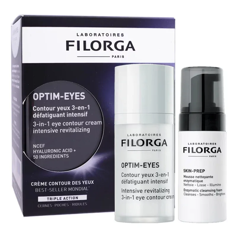 Filorga Coffret Duo Optim-Eyes 15ml + Skin Prep Mousse Nettoyante 30ml - Univers Pharmacie