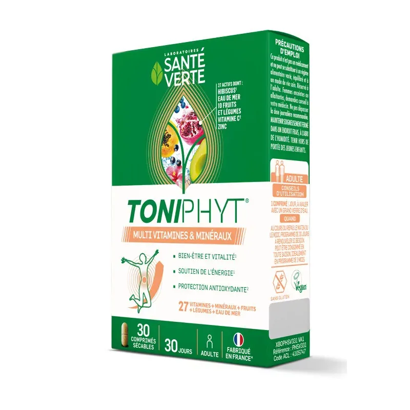 Santé Verte Toniphyt Multinature 30 comprimés - Univers Pharmacie Santé Verte Toniphyt Multinature 30 comprimés - Univers Pharmacie