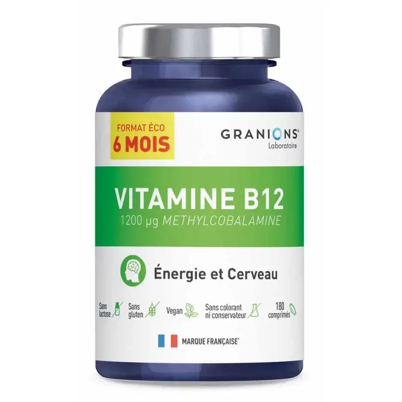 Granions Vitamine B12 1200µg Méthylcobalamine 180 comprimés - Univers Pharmacie