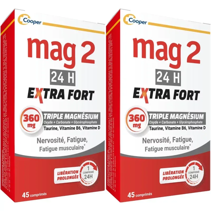 Mag 2 24H Extra Fort 2X45 comprimés - Univers Pharmacie