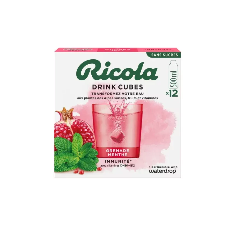 Ricola Drink Cubes Grenade Menthe Immunité X12