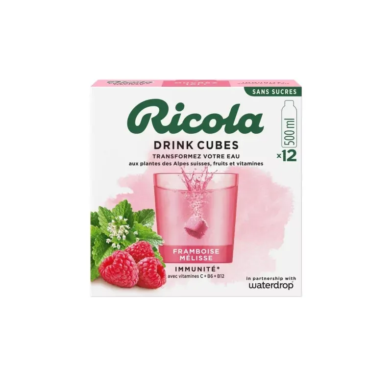 Ricola Drink Cubes Framboise Mélisse Immunité X12 - Univers Pharmacie