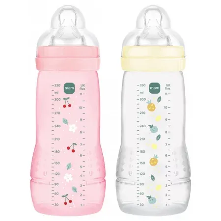 MAM Easy Active Biberon 2ème Âge Pearl/Berry 2X330ml - Univers Pharmacie