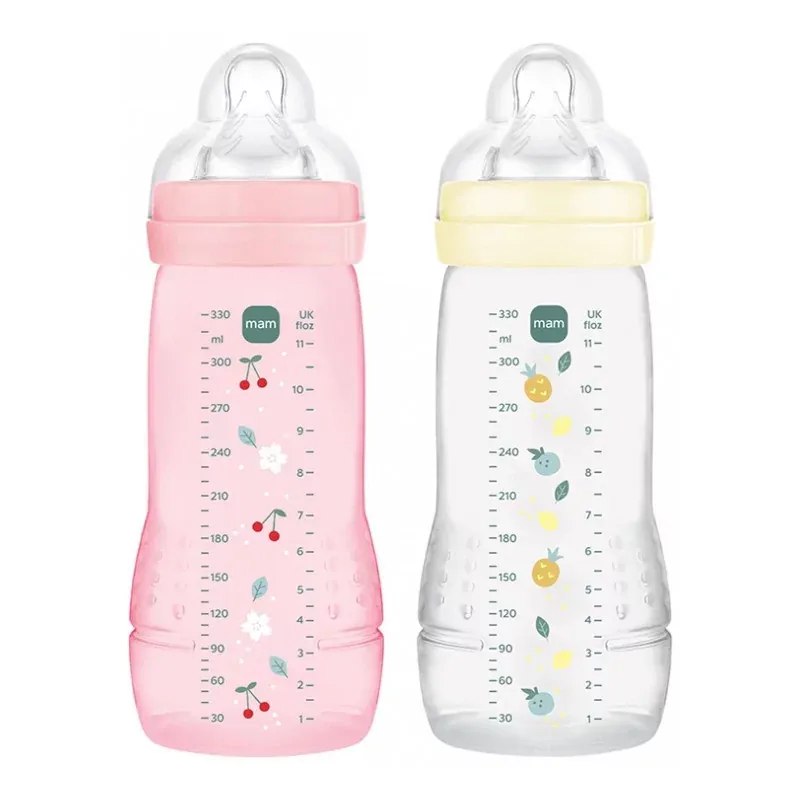 MAM Easy Active Biberon 2ème Âge Pearl/Berry 2X330ml - Univers Pharmacie