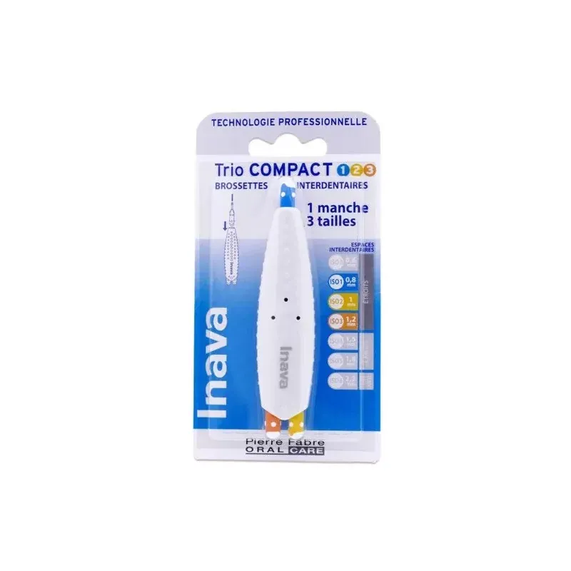 Inava Trio Compact 1/2/3 Brossettes Interdentaires 1 Manche 3 Tailles
