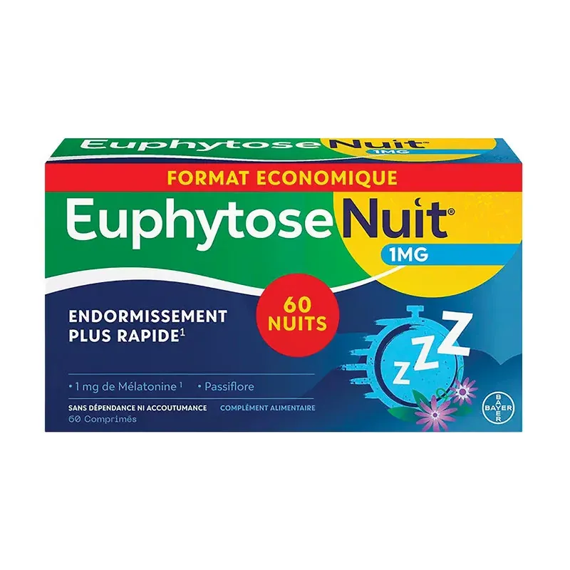 Euphytose Nuit 1mg 60 comprimés - Univers Pharmacie Euphytose Nuit 1mg 60 comprimés - Univers Pharmacie