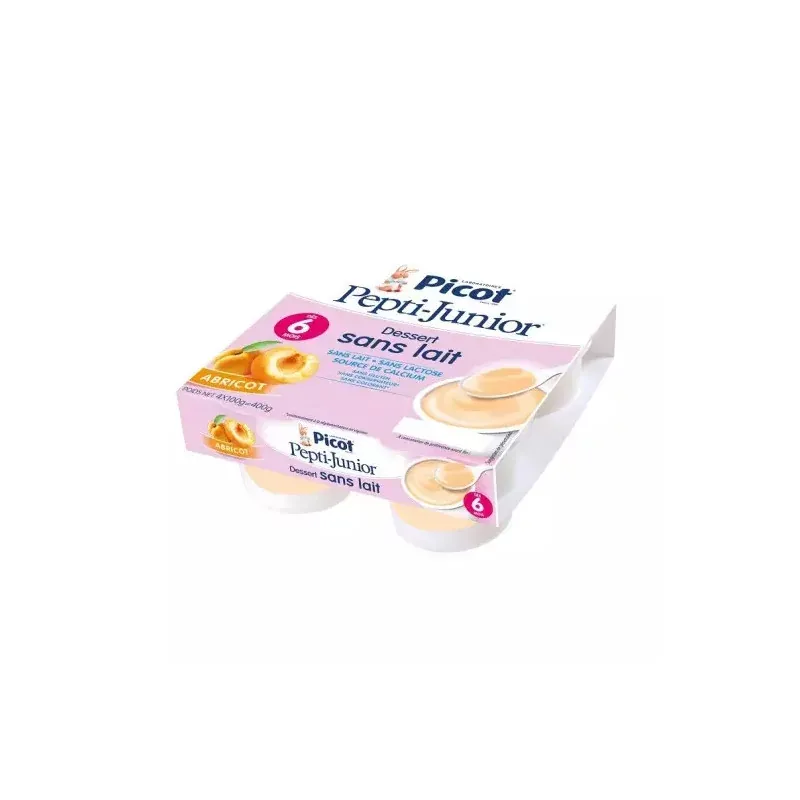 Picot Pepti-Junior Dessert sans Lait Abricot 4X100g - Univers Pharmacie Picot Pepti-Junior Dessert sans Lait Abricot 4X100g - Univers Pharmacie