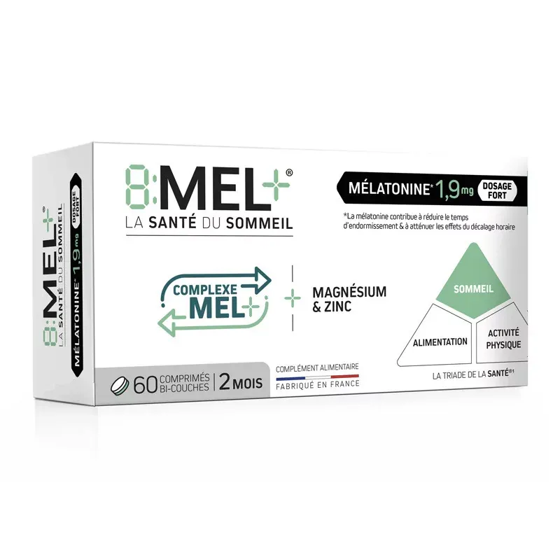 8:MEL+ Mélatonine 1,9mg 60 comprimés bi-couches - Univers Pharmacie