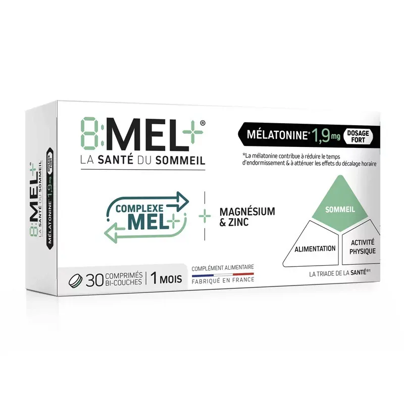 8:MEL+ Mélatonine 1,9mg 30 comprimés bi-couches - Univers Pharmacie