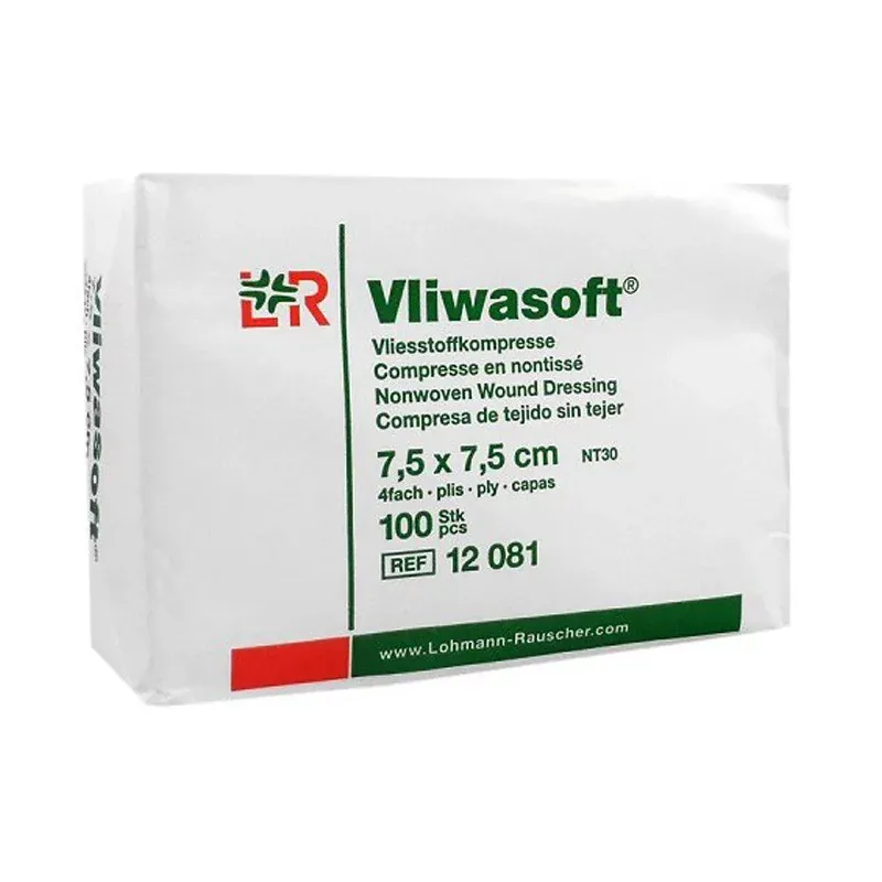 Vliwasoft Compresse en Nontissé 7,5X7,5cm 100 pièces