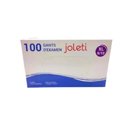 Joleti Gants d'Examen Latex Non Poudrés Taille XL 9-10 X100 - Univers Pharmacie