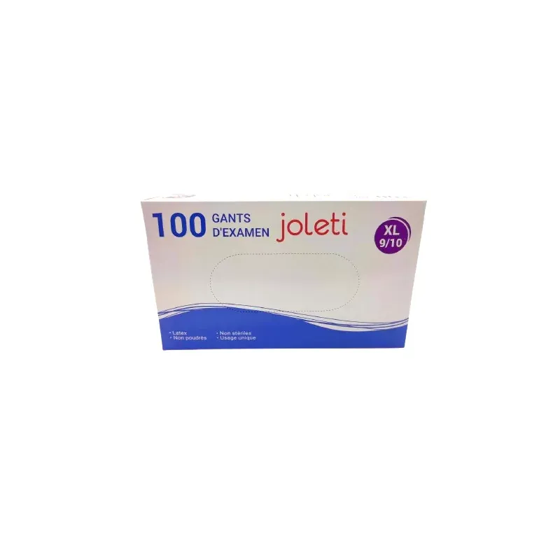 Joleti Gants d'Examen Latex Non Poudrés Taille XL 9-10 X100 - Univers Pharmacie