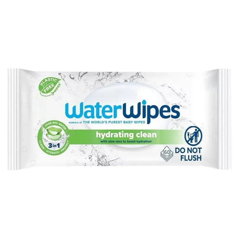 WaterWipes Hydrating Clean Aloe Vera 60 lingettes - Univers Pharmacie
