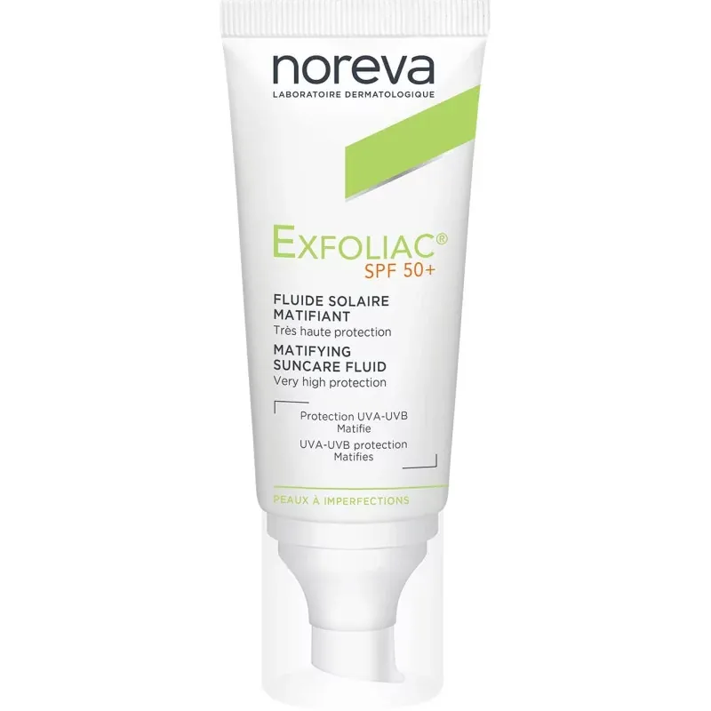 Noreva Exfoliac SPF50+ Fluide Solaire Matifiant 40ml - Univers Pharmacie