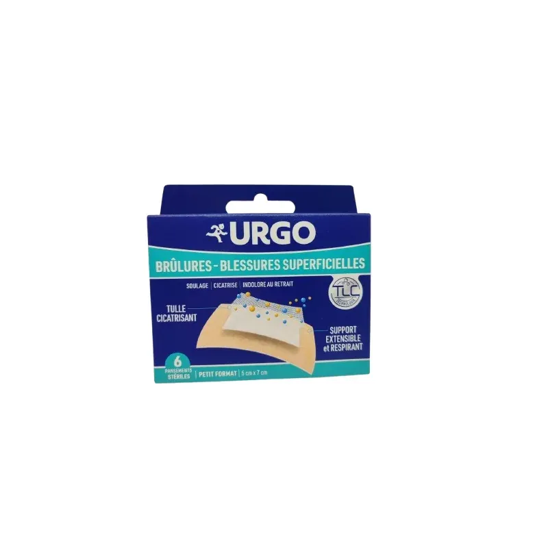 Urgo Brûlures et Blessures Superficielles 6 pansements 5X7cm - Univers Pharmacie