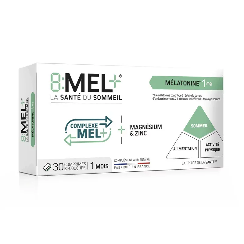 8:MEL+ Mélatonine 1mg 30 comprimés bi-couches - Univers Pharmacie