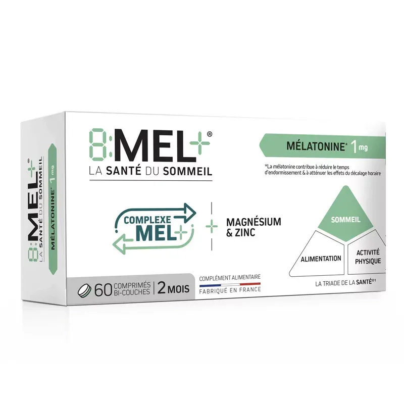 8:MEL+ Mélatonine 1mg 60 comprimés bi-couches - Univers Pharmacie