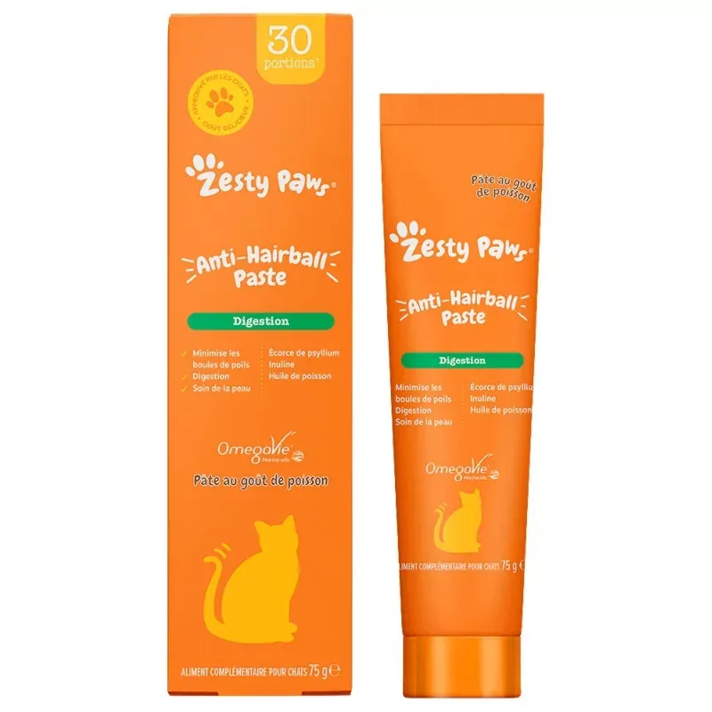 Zesty Paws Anti-Hairball Paste Digestion 75g - Univers Pharmacie
