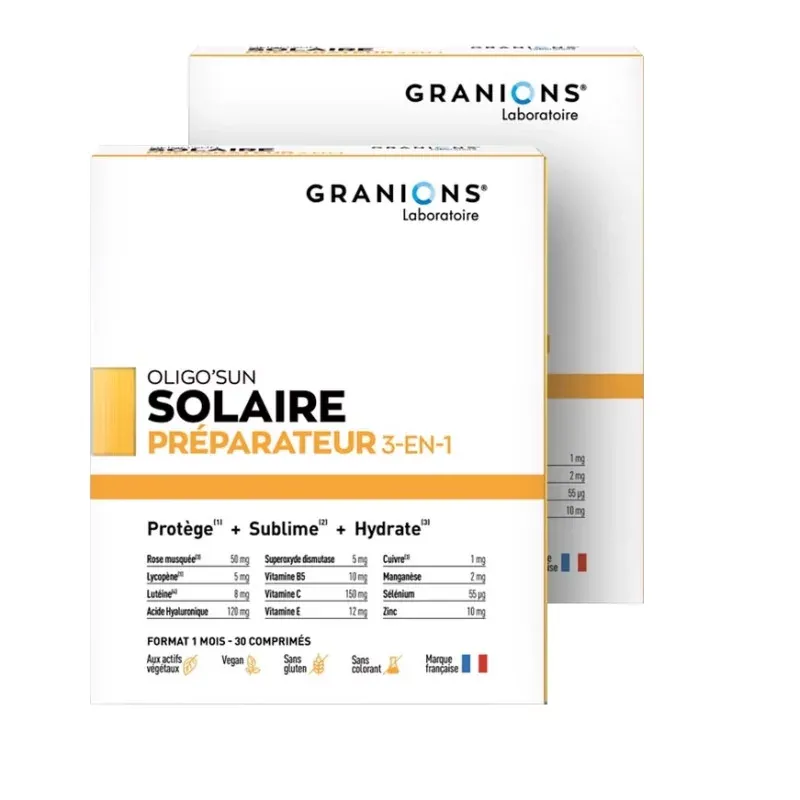 Granions Oligo'sun Solaire Préparateur 3-en-1 2X30 gélules - Univers Pharmacie