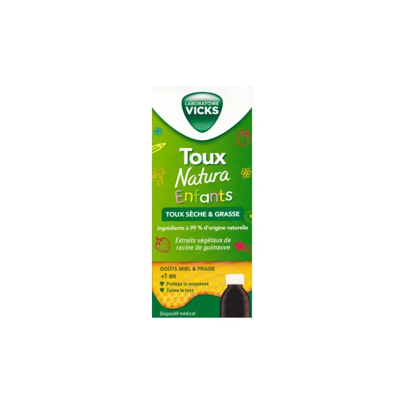 Vicks Toux Natura Enfants Toux Sèche & Grasse 140ml - Univers Pharmacie