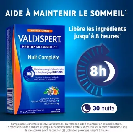 Valdispert Maintien du Sommeil Nuit Complète 30 comprimés