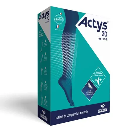 Actys 20 Femme Bas Autofix de Compression Beige Clair Taille 2+ Court - Univers Pharmacie